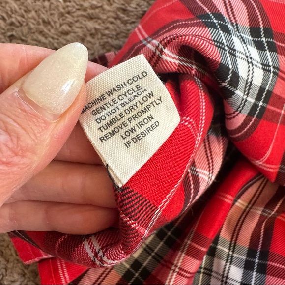 Miss Selfie Red Tartan Plaid Pinafore Dress Overall Jumper Pleated School L NEW - Picture 9 of 13